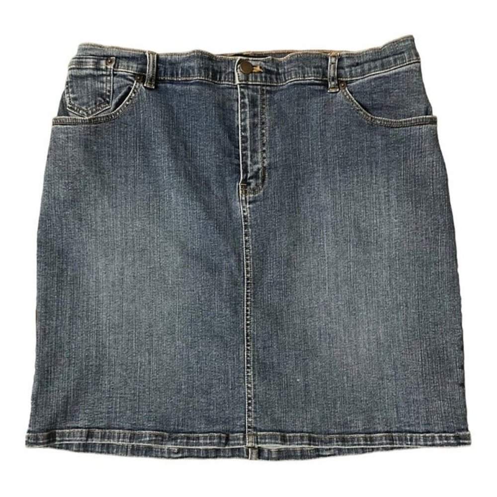 Venezia Womens Size 18 Jean Pencil Skirt Knee Length Medium Wash Pockets Stretch